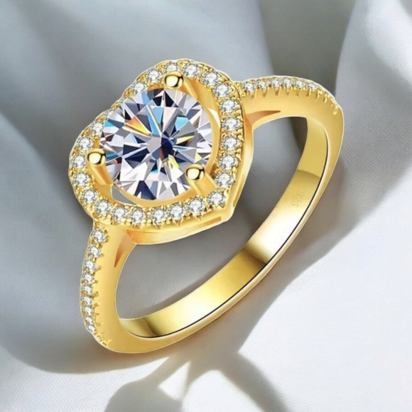 CERT 1CT Heart-Shaped Moissanite Diamond Ring Anniversary Birthday Gift - Picture 3 of 3